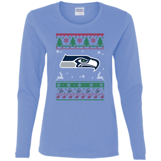 Seattle Seahawks Logo Football Teams Ugly Christmas Sweater Women's Long Sleeve Shirt