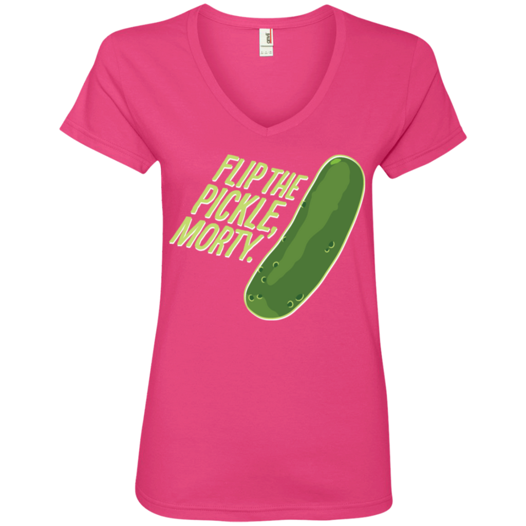 Rick And Morty Flip The Pickle Quote Women's V-Neck T-Shirt