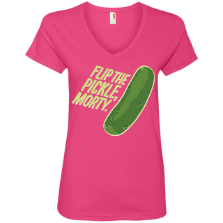 Rick And Morty Flip The Pickle Quote Women's V-Neck T-Shirt