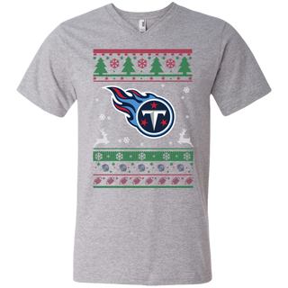Tennessee Titans Logo Football Teams Ugly Christmas Sweater Men's V-Neck T-Shirt