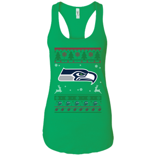 Seattle Seahawks Logo Football Teams Ugly Christmas Sweater Women's Tank
