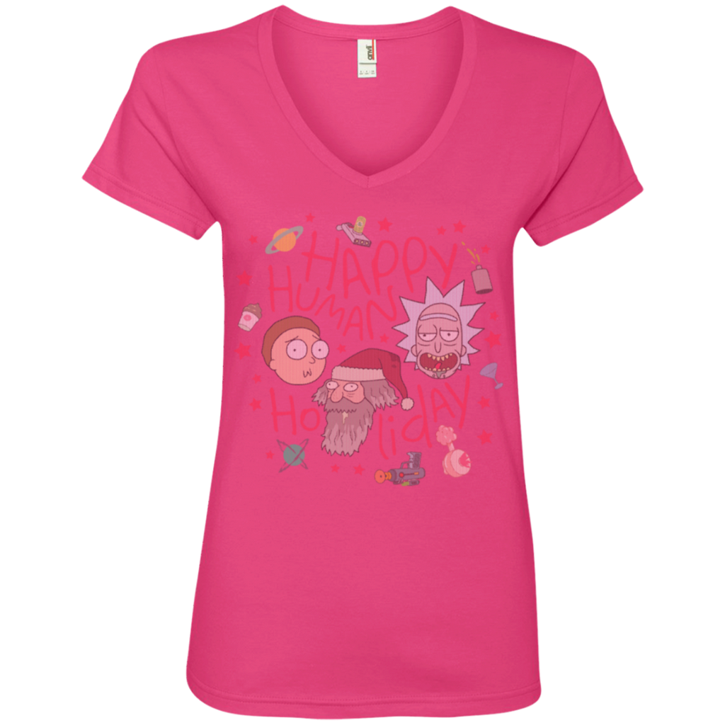 Rick And Morty Happy Human Holiday Jumper Women's V-Neck T-Shirt