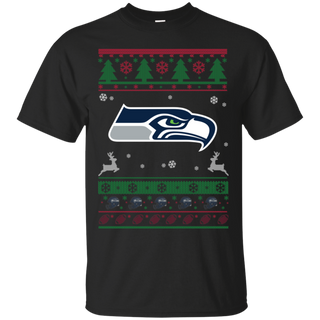 Seattle Seahawks Logo Football Teams Ugly Christmas Sweater Ultra Cotton T-Shirt