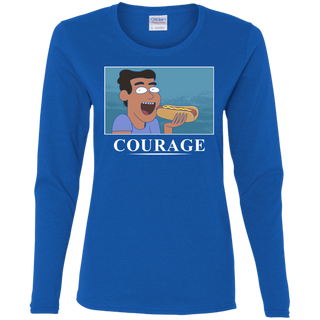 Rick And Morty Courage Is Eating A Hot Dog Women's Long Sleeve Shirt