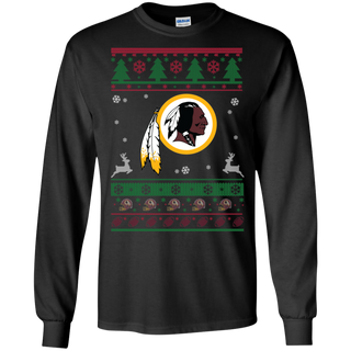 Washington Redskins Logo Football Teams Ugly Christmas Sweater LS Cotton T-Shirt