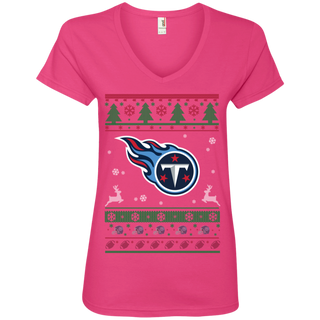 Tennessee Titans Logo Football Teams Ugly Christmas Sweater Women's V-Neck T-Shirt