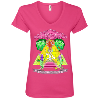 Rick And Morty Pyramid With Catchphrase Women's V-Neck T-Shirt