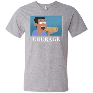 Rick And Morty Courage Is Eating A Hot Dog Men's V-Neck T-Shirt