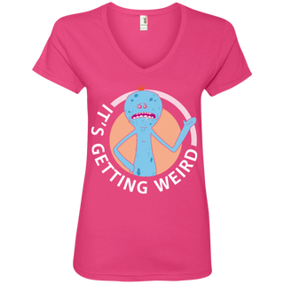 Rick And Morty Mr Meeseeks It's Getting Weird Women's V-Neck T-Shirt