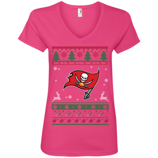 Tampa Bay Buccaneers Logo Football Teams Ugly Christmas Sweater Women's V-Neck T-Shirt