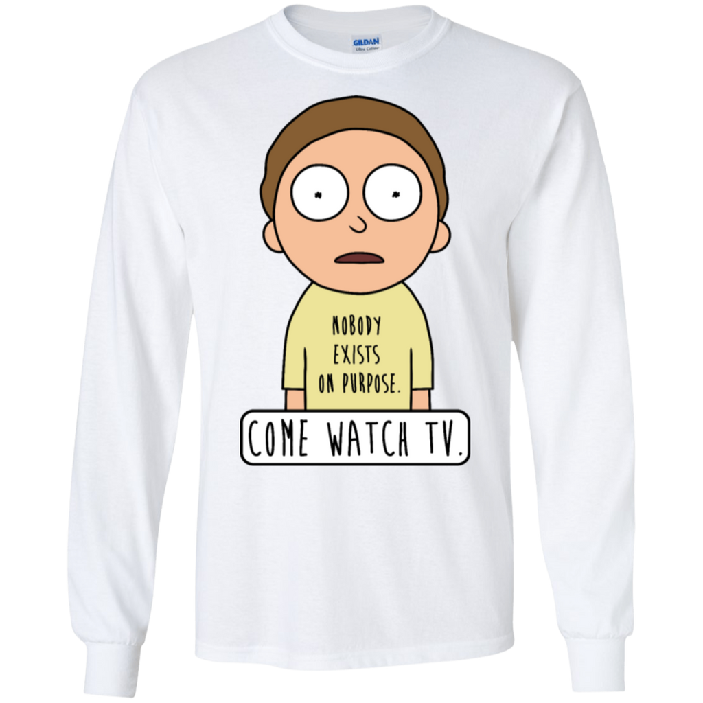 Rick And Morty Come Watch Tv Quote LS Cotton T-Shirt